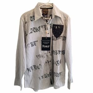 ROAR NWT Embroidered Old English Royal Descent Lettering Long Sleeve Men Size L